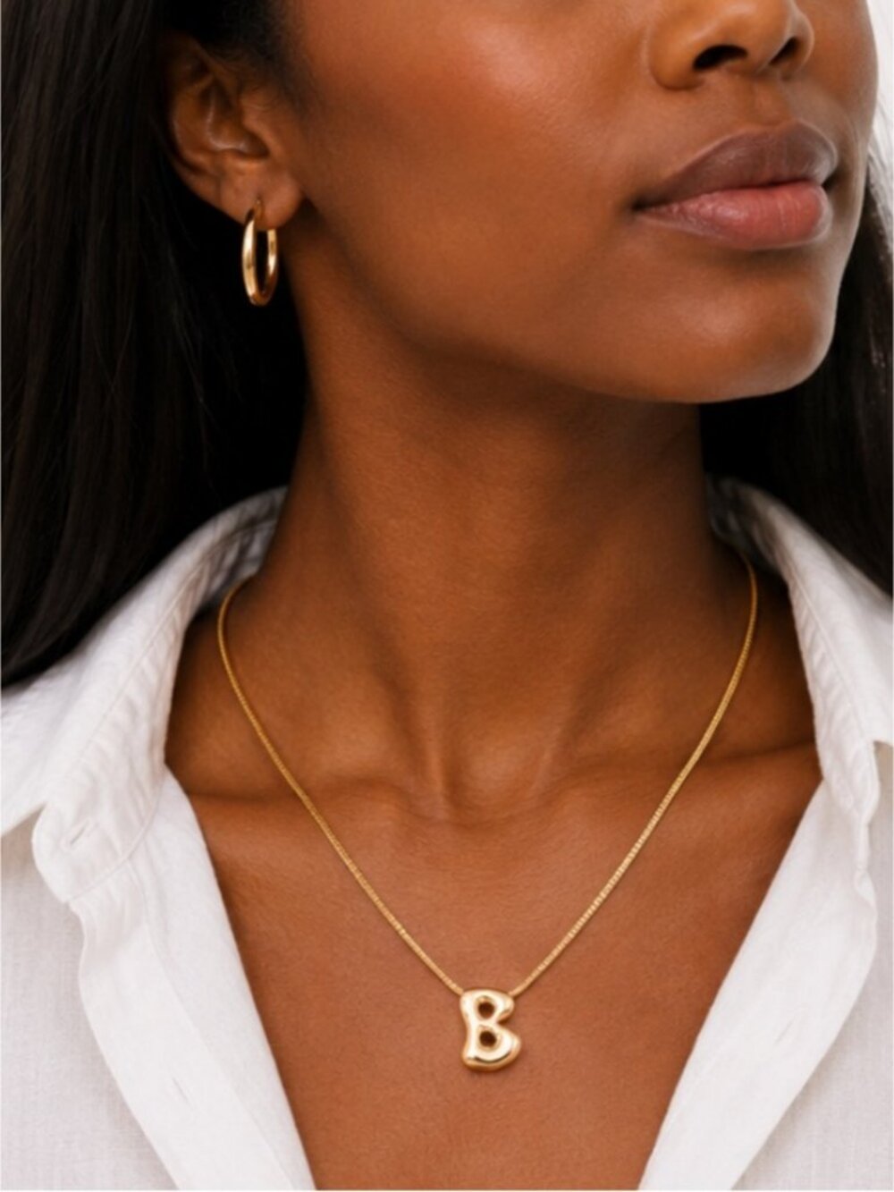 New! Gold Bubble Monogram Initial Necklace NWOT